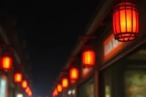 夜色中的城市天台挂着放映幕布，三两身影坐在折叠椅上看片