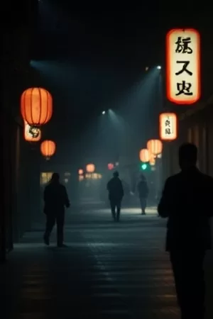黄昏河岸边的木船与远处亮灯的屋子，水面倒映着暖色天光